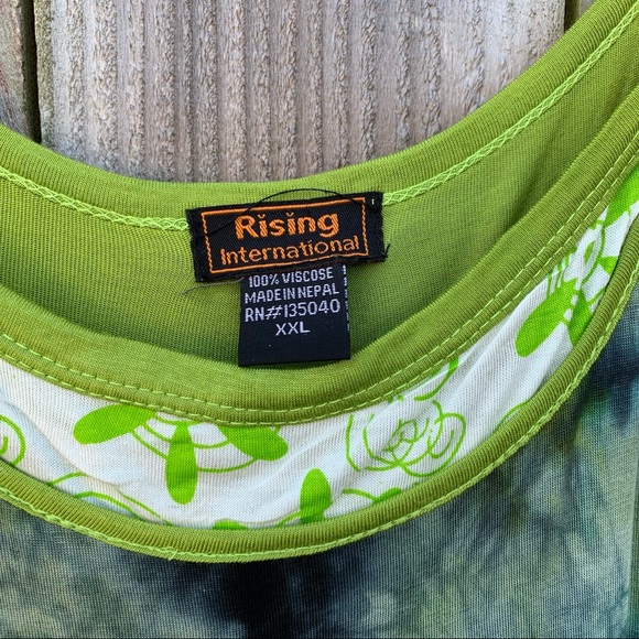 RISING INTERNATIONAL Tie Dye Ruffles Spaghetti Straps Boho Hippie Dress XXL - Picture 6 of 7